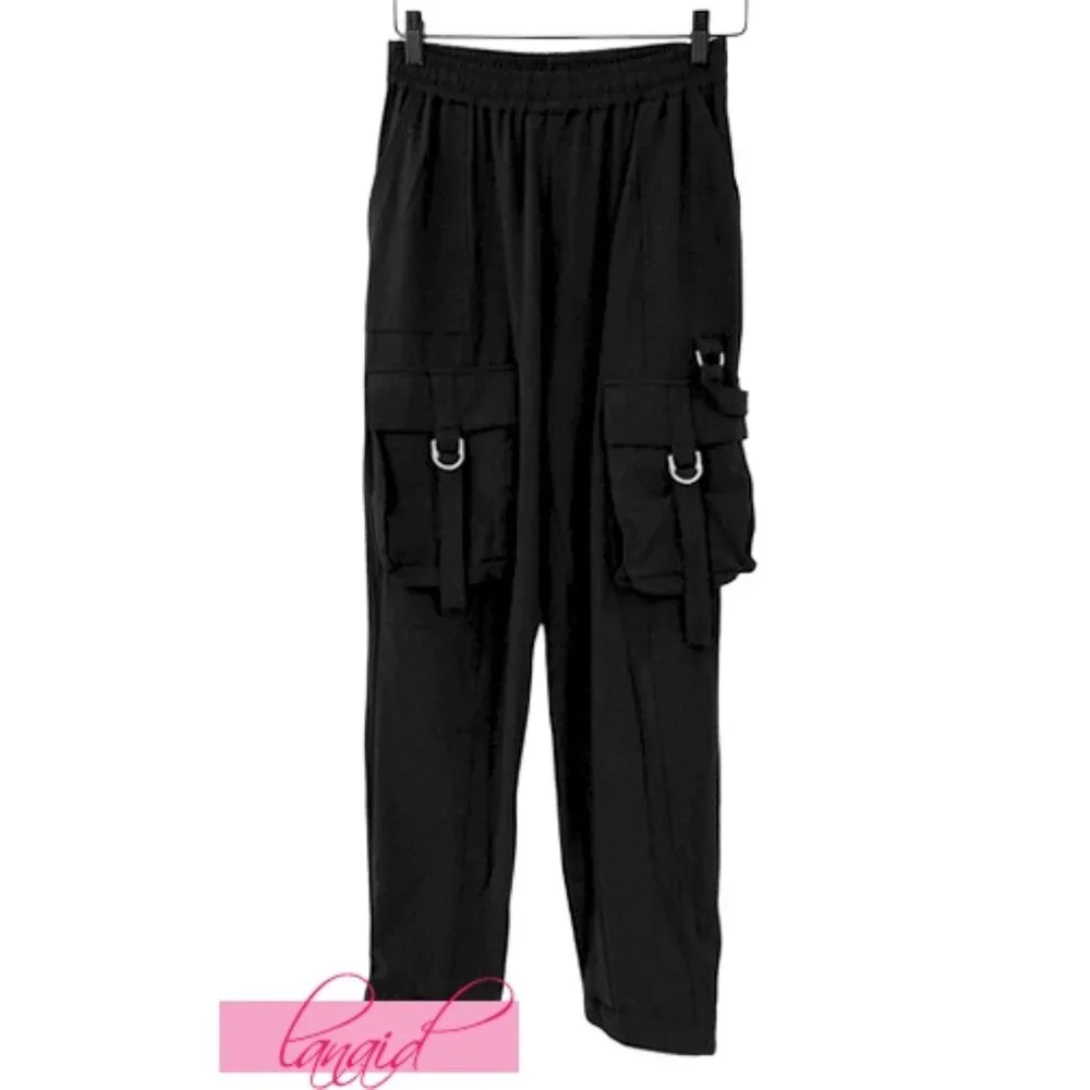 Alo High-Waist City Wise Cargo Pant Black Edgy Gothic Utility Hi-Rise Joggers XS